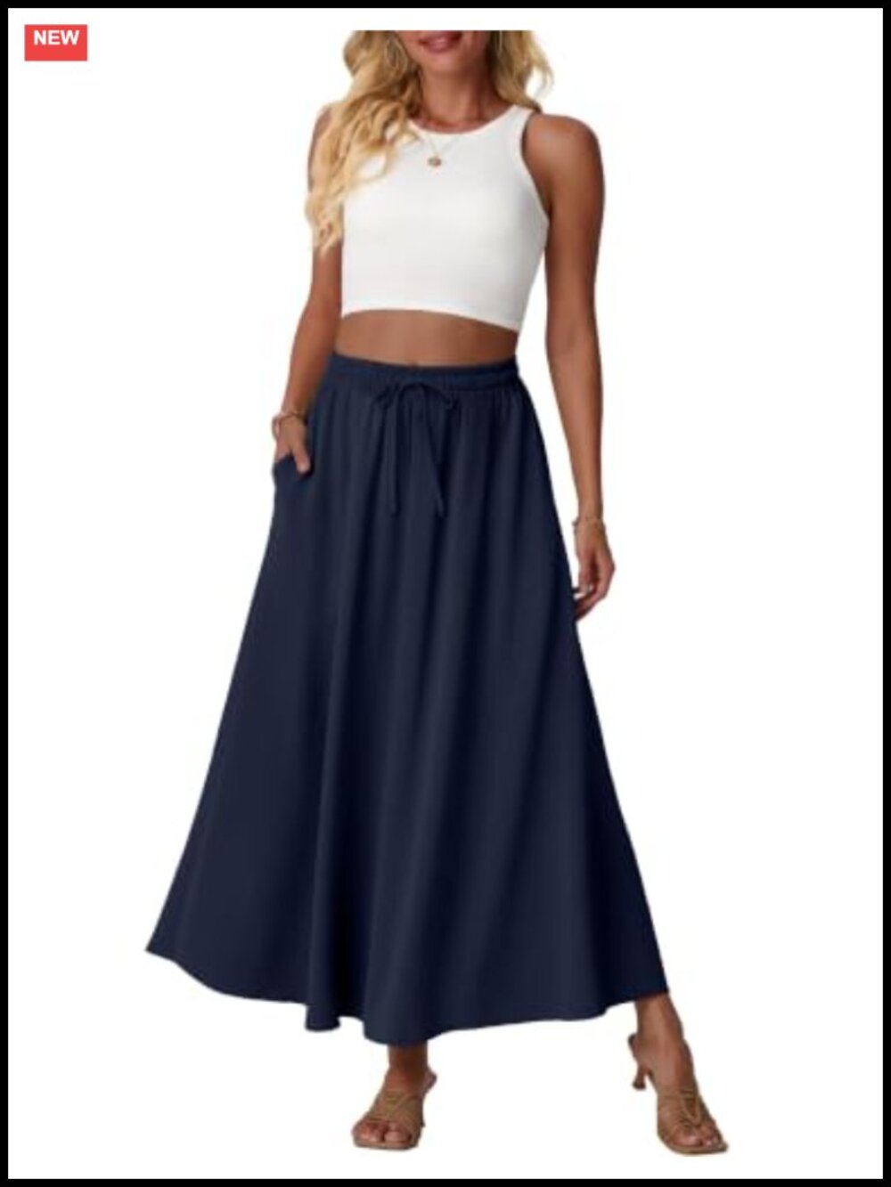 A-Line Maxi Skirt with Pockets Flowy Long Skirt Bohemian